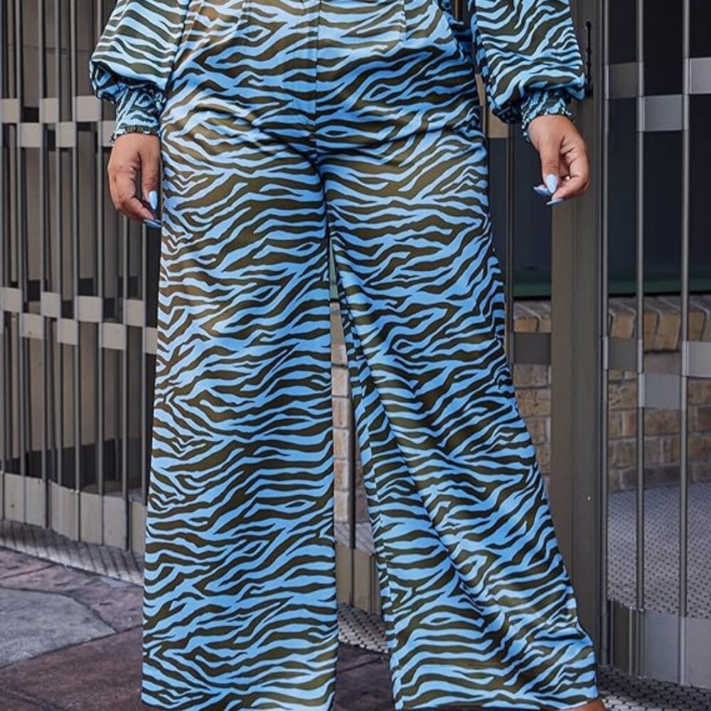 The Drop Women's Animal Print High Waisted Wide Leg Pant